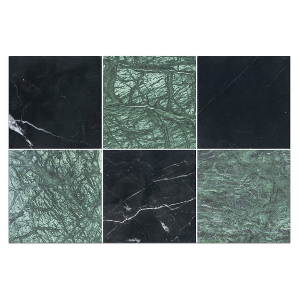 Black Marble 4" x 4" Honed & Notte Verde 4" x 4" Honed Checkerboard Board