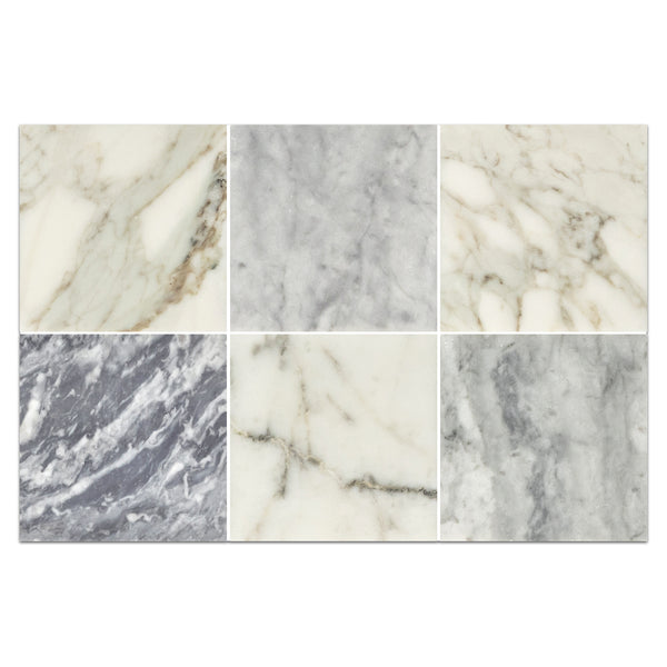 Calacatta Gold 4" x 4" Honed & Bardiglio Nuvolato 4" x 4" Honed Checkerboard Board