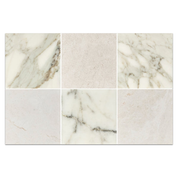 Calacatta Gold 4" x 4" Honed & Alba Nova 4" x 4" Honed Checkerboard Board