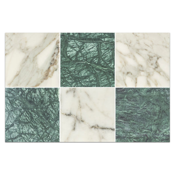 Calacatta Gold 4" x 4" Honed & Notte Verde 4" x 4" Honed Checkerboard Board