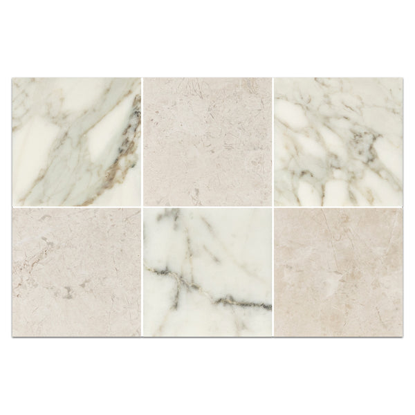 Calacatta Gold 4" x 4" Honed & Vanilla Royale 4" x 4" Honed Checkerboard Board