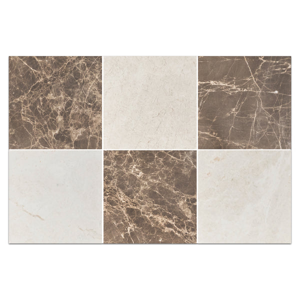 Espresso 4" x 4" Honed & Alba Nova 4" x 4" Honed Checkerboard Board