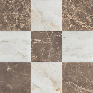 Espresso 4" x 4" Honed & Bianco Oro 4" x 4" Honed Checkerboard Board - Elon Tile & Stone