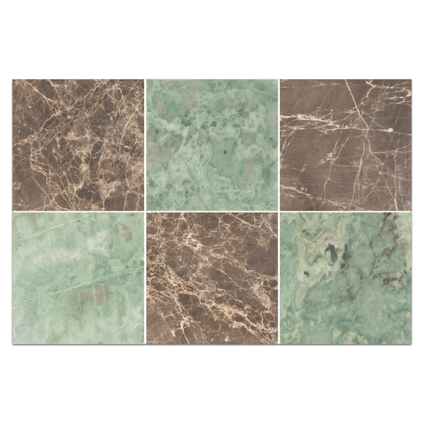 Espresso 4" x 4" Honed & Emerald Green 4" x 4" Honed Checkerboard Board