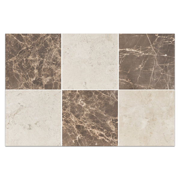 Espresso 4" x 4" Honed & Vanilla Royale 4" x 4" Honed Checkerboard Board