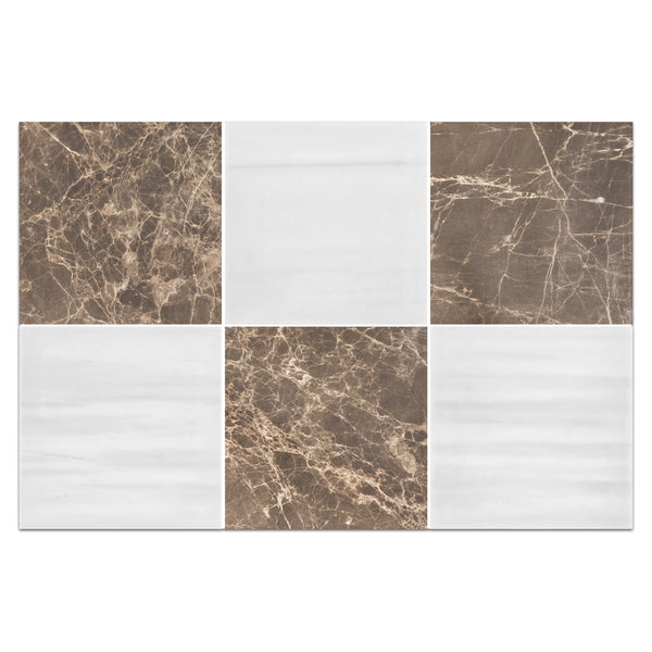 Espresso 4" x 4" Honed & Dolomite Premium 4" x 4" Honed Checkerboard Board