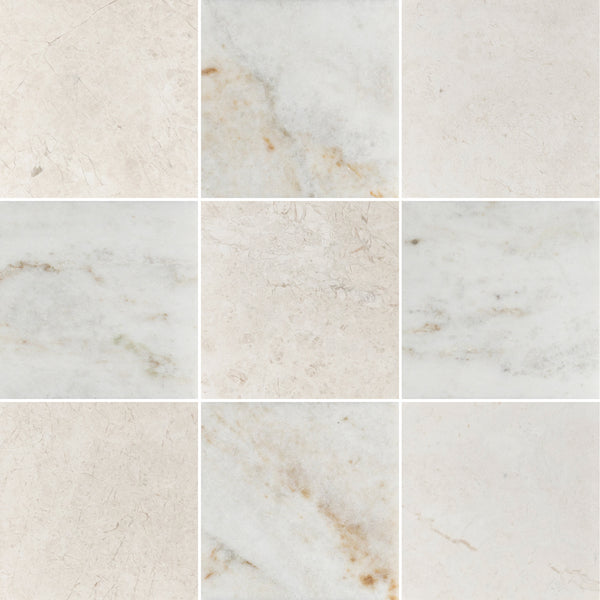 Alba Nova 4" x 4" Honed & Bianco Oro 4" x 4" Honed Checkerboard Board - Elon Tile & Stone