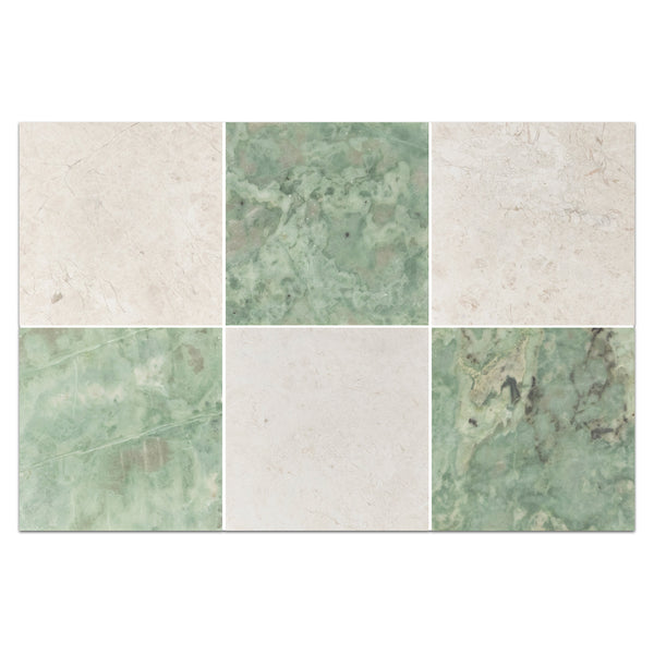 Alba Nova 4" x 4" Honed & Emerald Green 4" x 4" Honed Checkerboard Board