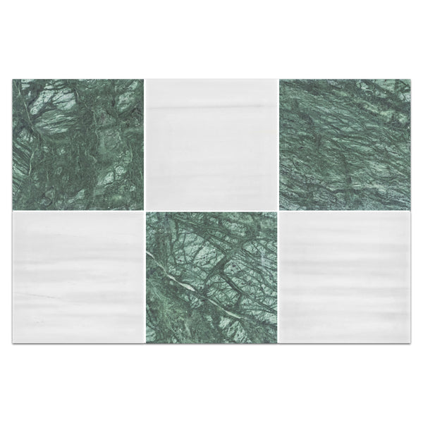 Notte Verde 4" x 4" Honed & Dolomite Premium 4" x 4" Honed Checkerboard Board