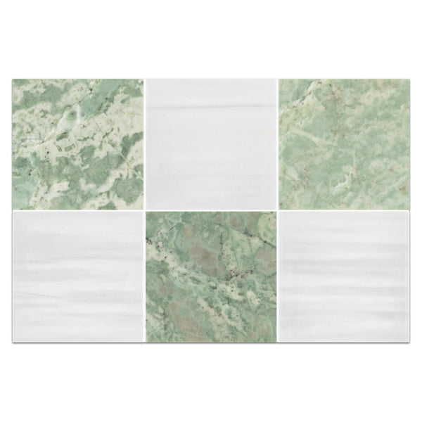 Emerald Green 4" x 4" Honed & Dolomite Premium 4" x 4" Honed Checkerboard Board
