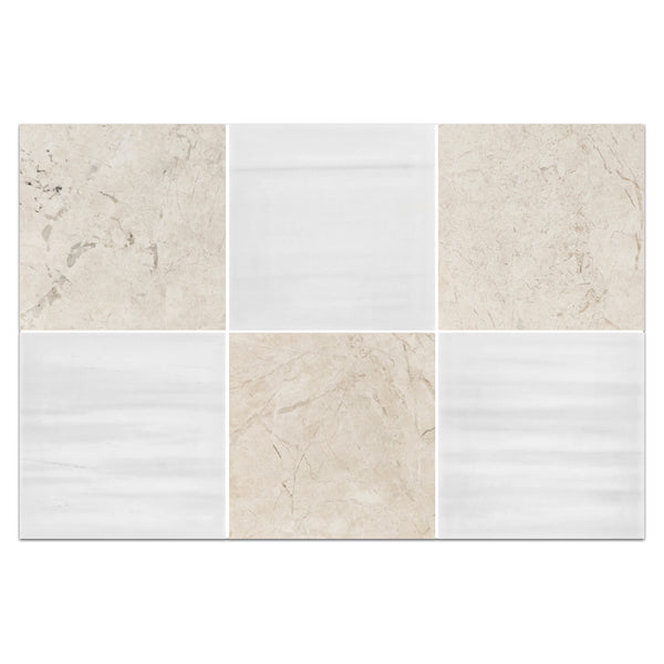 Vanilla Royale 4" x 4" Honed & Dolomite Premium 4" x 4" Honed Checkerboard Board