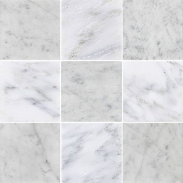 Bianco Carrara 4" x 4" Honed & Pearl White 4" x 4" Honed Checkerboard Board
