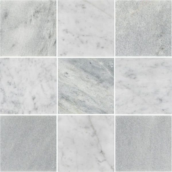 Blue Mist 4" x 4" Honed & Bianco Carrara 4" x 4" Honed Checkerboard Board