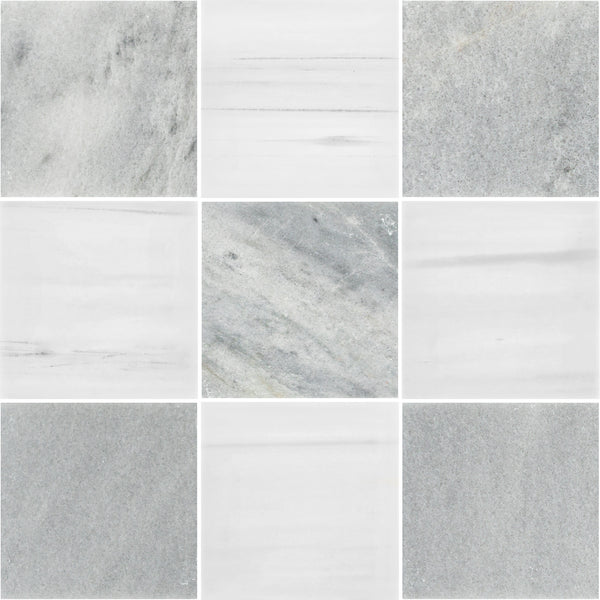 Blue Mist 4" x 4" Honed & Dolomite 4" x 4" Honed Checkerboard Board