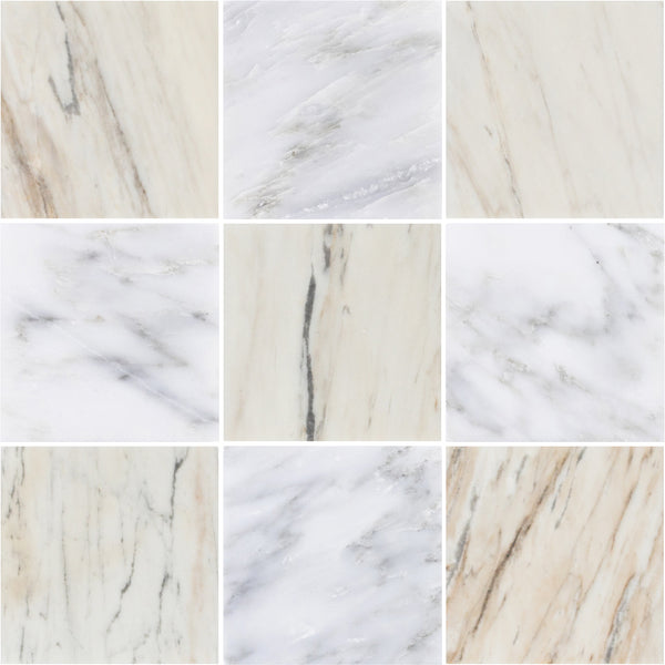 Vena D'Oro 4" x 4" Honed & Pearl White 4" x 4" Honed Checkerboard Board