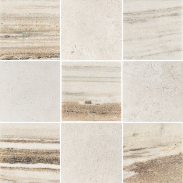 Cinnamon Beige 4" x 4" Honed & Alba Nova 4" x 4" Honed Checkerboard Board