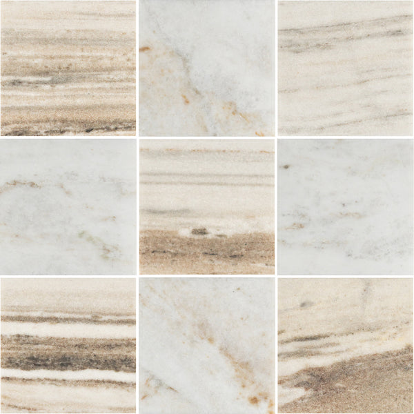 Cinnamon Beige 4" x 4" Honed & Bianco Oro 4" x 4" Honed Checkerboard Board