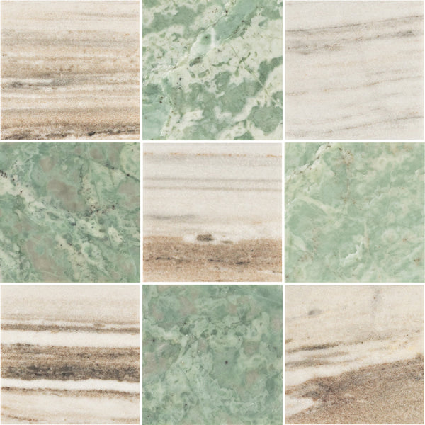 Cinnamon Beige 4" x 4" Honed & Emerald Green 4" x 4" Honed Checkerboard Board