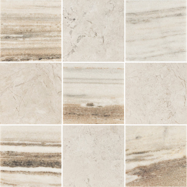Cinnamon Beige 4" x 4" Honed & Vanilla Royale 4" x 4" Honed Checkerboard Board