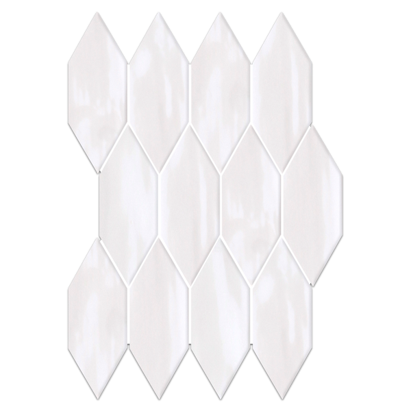 Lagos Ceramic White 2" x 6" Picket Mosaic Glossy