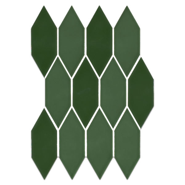 Lagos Ceramic Verde 2" x 6" Picket Mosaic Glossy