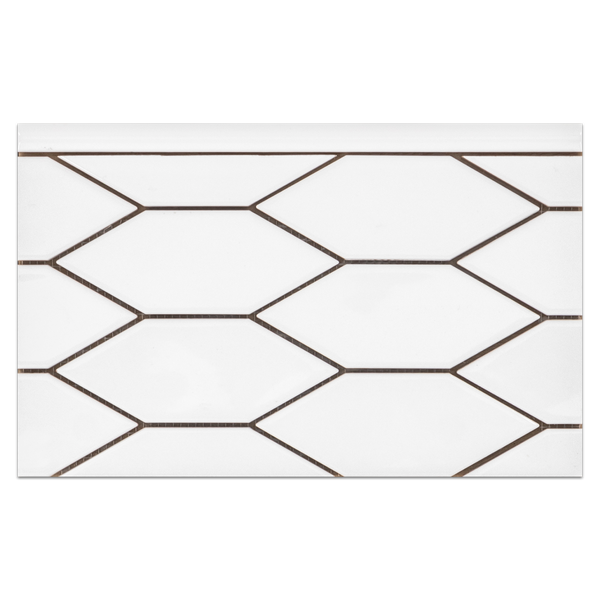 CTB406 - Lagos Ceramic White 2" x 6" Picket Mosaic Glossy Board