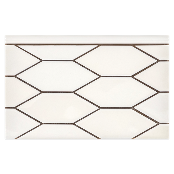 CTB416 - Lagos Ceramic Bone 2" x 6" Picket Mosaic Glossy Board