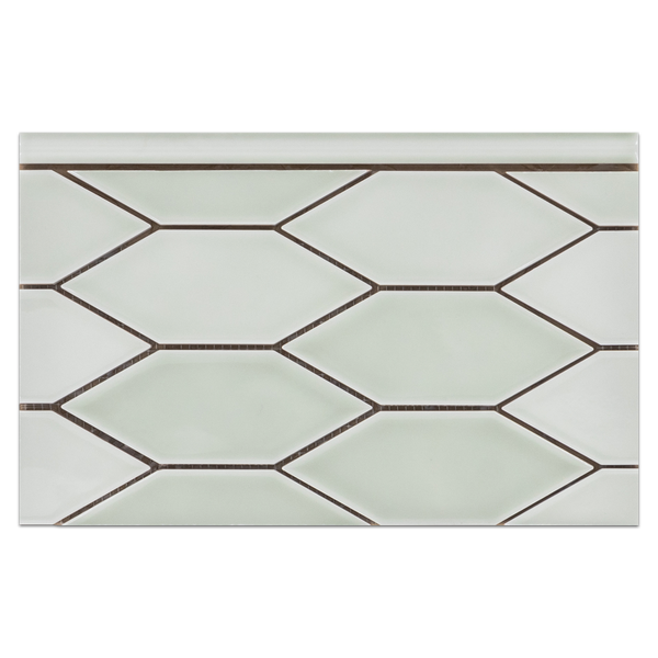 CTB436 - Lagos Ceramic Mint 2" x 6" Picket Mosaic Glossy Board