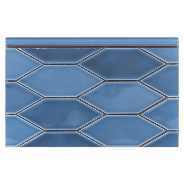 CTB456 - Lagos Ceramic Blue 2" x 6" Picket Mosaic Glossy Board