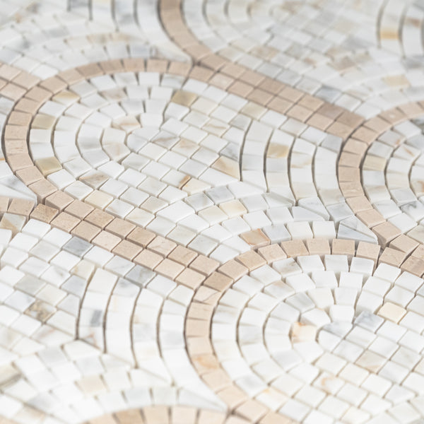 Mosaico Calacatta Gold &amp; Crema Marfil Curvosa Pulido