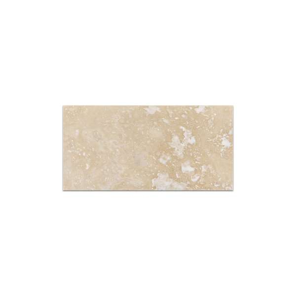 Travertino marfil claro de corte transversal, 3" x 6", pulido y relleno