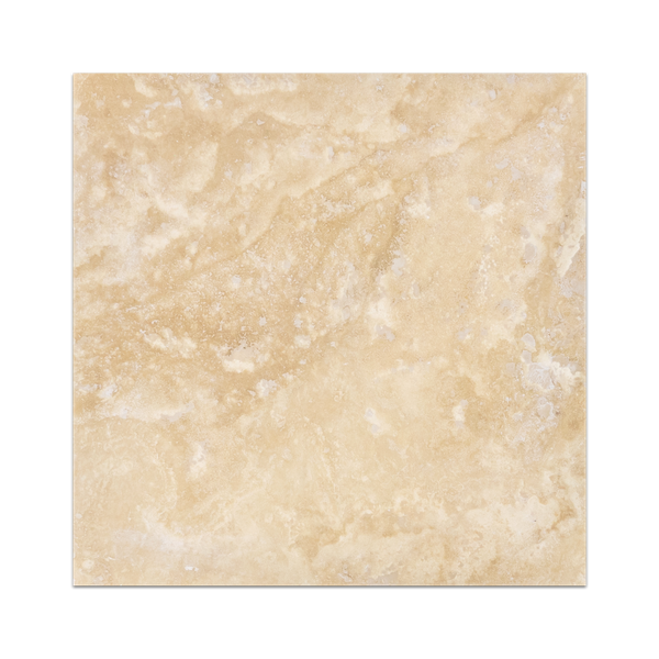 Cross-Cut Light Ivory Travertine 12" x 12" Honed & Filled