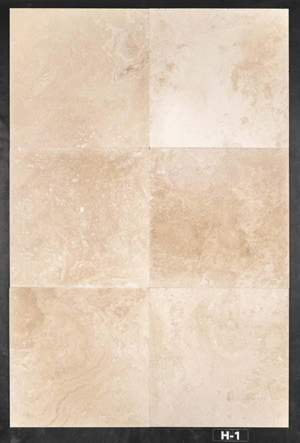 Cross-Cut Light Ivory Travertine 24" x 24" Honed & Filled
