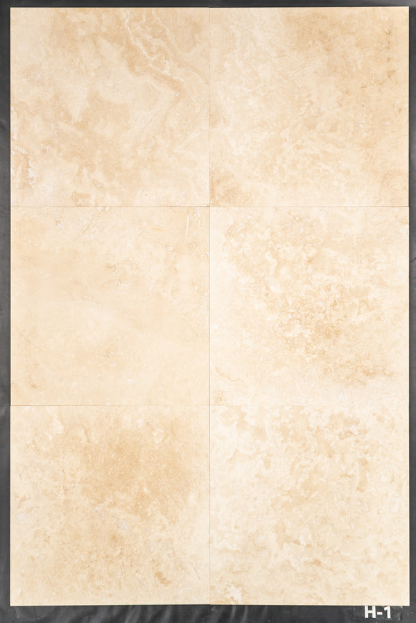 Cross-Cut Light Ivory Travertine 24" x 24" Honed & Filled