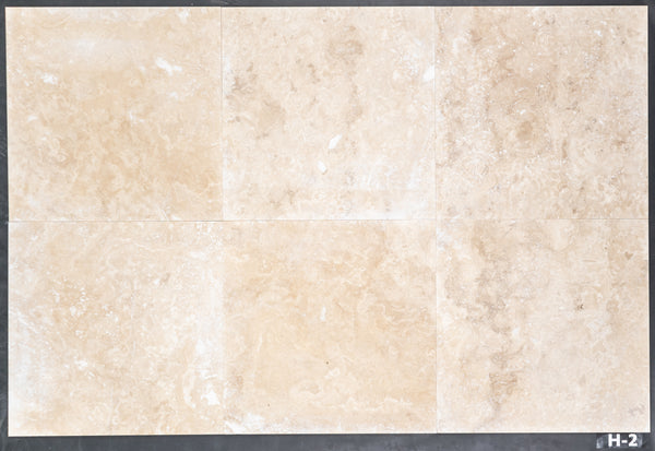 Cross-Cut Light Ivory Travertine 24" x 24" Honed & Filled