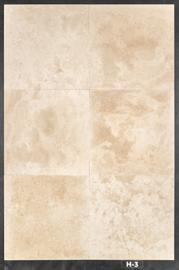 Cross-Cut Light Ivory Travertine 24" x 24" Honed & Filled