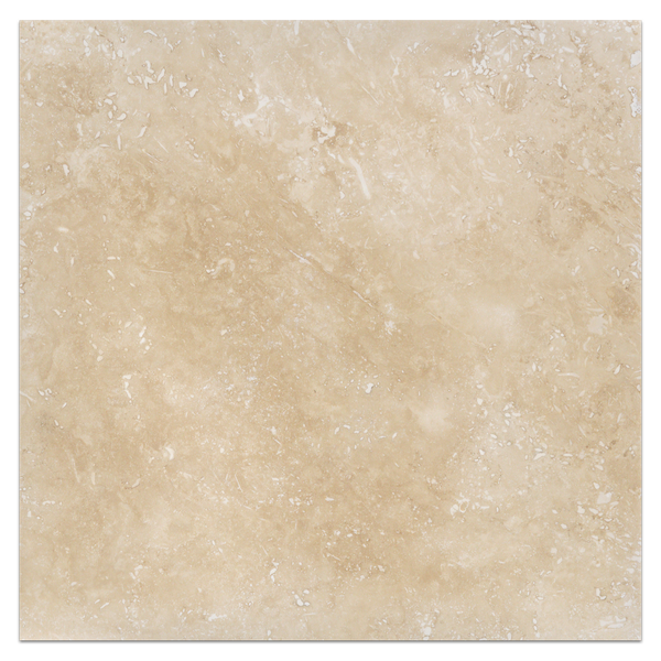 Travertino marfil claro de corte transversal, 24" x 24", pulido y relleno