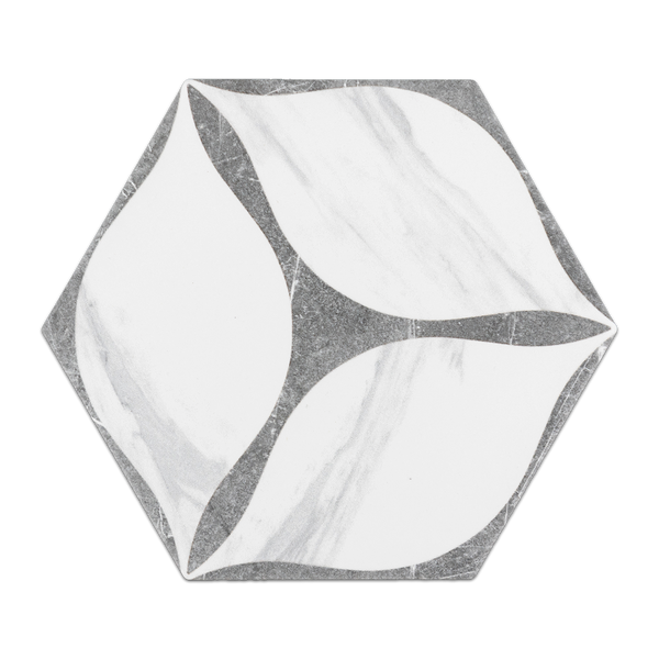 Porcelana hexagonal Corola gris de 8"