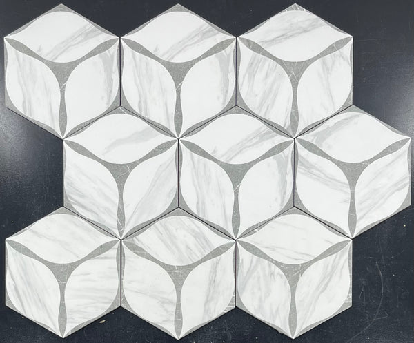 Porcelana hexagonal Corola gris de 8"
