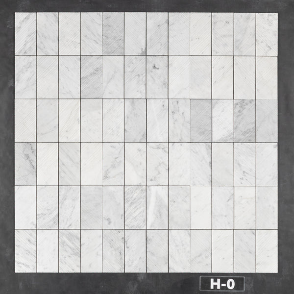 Bianco Carrara Etched Diamond Mosaic Honed
