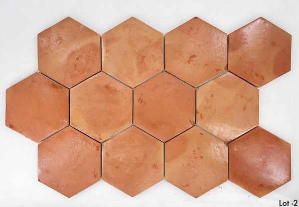 Saltillo Terracotta 8" Hexagon Clear Semi Gloss