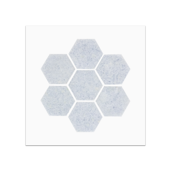 S100 - Blue Celeste 2" Hexagon Mosaic Polished Swatch Card