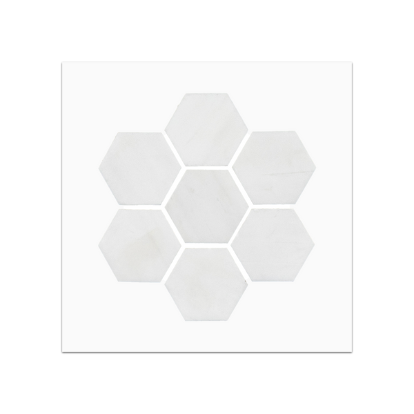S107 - Tarjeta de muestra pulida con mosaico hexagonal de Dolomita de 2"