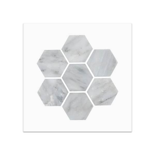 S114 - Mystic Gray 2" Hexagon Mosaic Honed Swatch Card