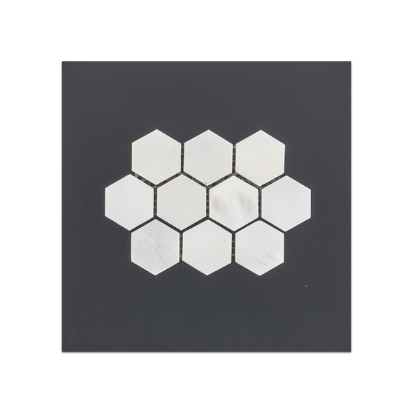 S118P - Pearl White 1 1/4" Hexagon Mosaic Polished Swatch Card