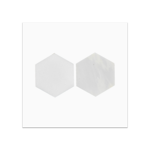 S120 - Pearl White 3" Hexagon Mosaic Honed Swatch Card