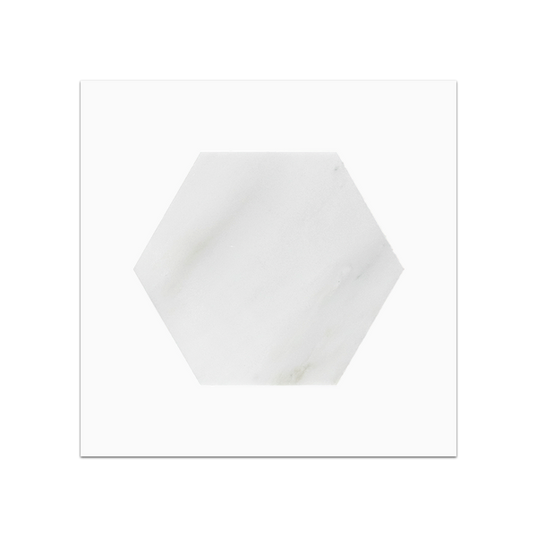 S121P - Tarjeta de muestra pulida con mosaico hexagonal de 5" color blanco perla
