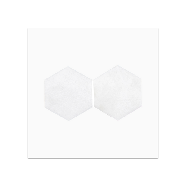 S125 - Tarjeta de muestra pulida con mosaico hexagonal Thassos blanco de 3"