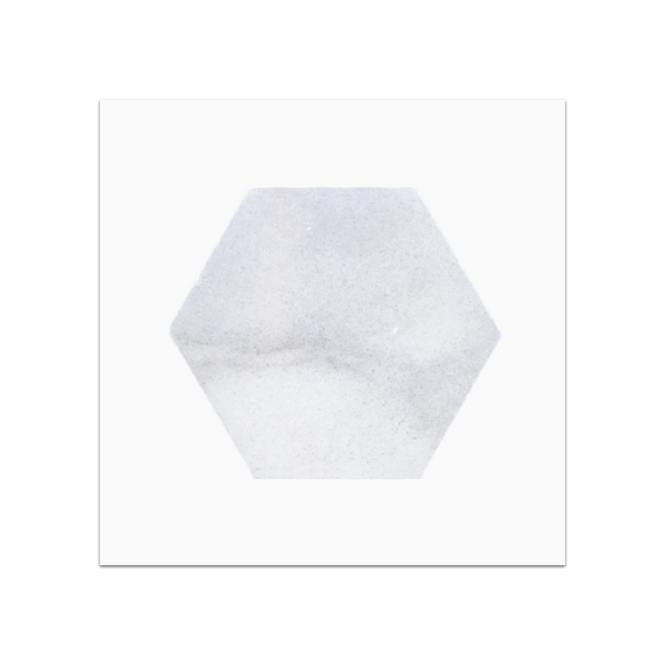 S128 - Glacial White 5" Hexagon Mosaic Honed Swatch Card