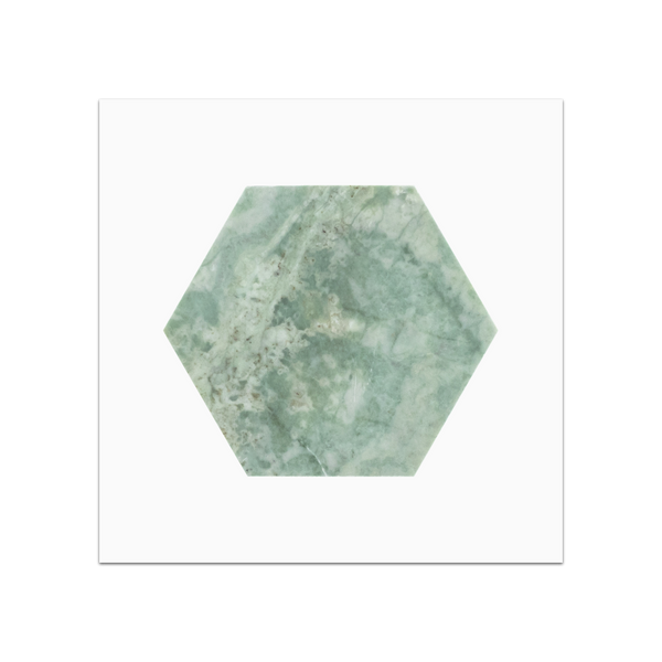 S133 - Emerald Green 5" Hexagon Mosaic Honed Swatch Card